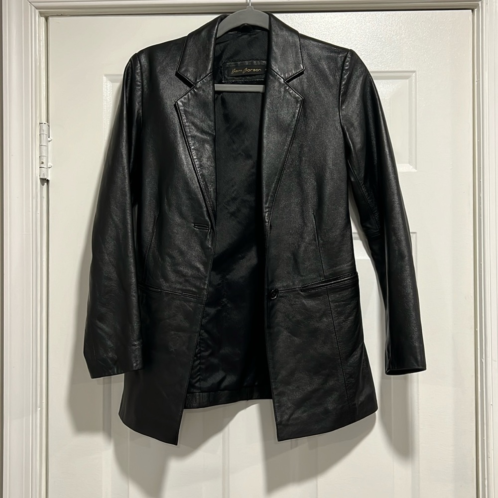 Long Line Black Leather Jacket